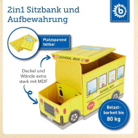 Bieco Staubox & Sitzbank Schulbus Aufbewahrungsbox mit Deckel 2in1 04000506