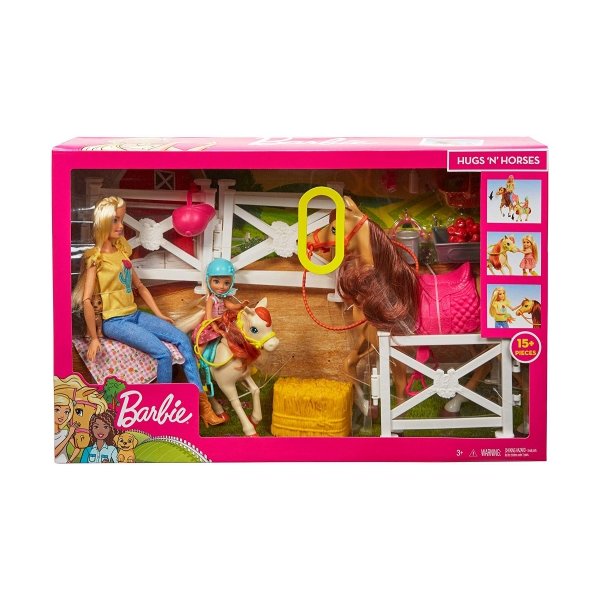 Mattel - Barbie Hugs N Horses Playset Barbie And Chelsea