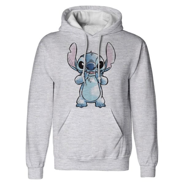 Disney Stitch - Hands On Face Sketched (Unisex Sports Grey Hoodie)