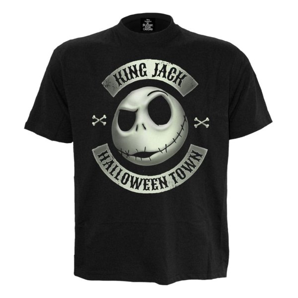 Nightmare Before Christmas - Jack Crest Glow in the Dark (Unisex Black T-Shirt)