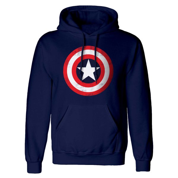 Marvel Comics Avengers - Captain America Shield (Unisex Blue Pullover Hoodie)