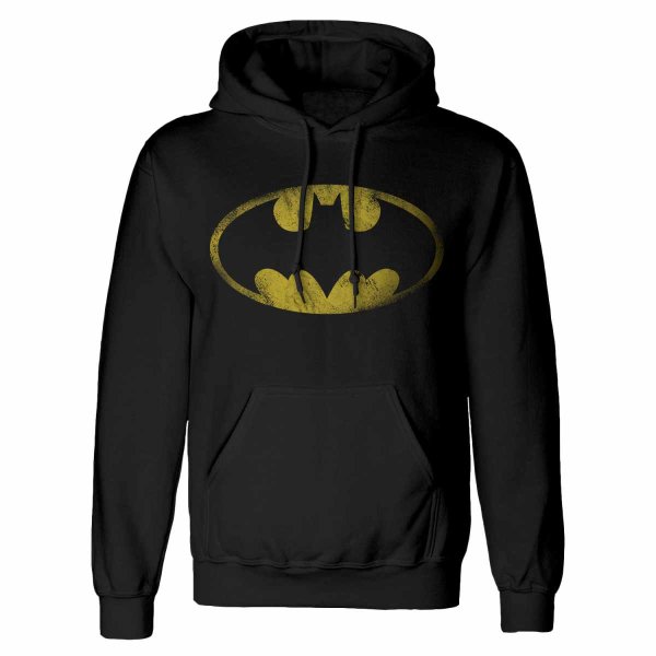 DC Comics Batman - Distressed Jumbo Logo (Unisex Black Pullover Hoodie)