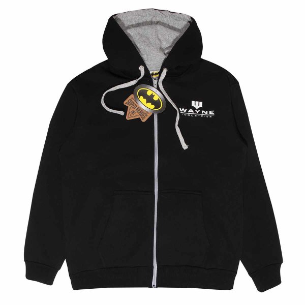 Superheroes Inc. DC Batman - Wayne Industries (Unisex Black Contrast Zip Up Contrast Hood)