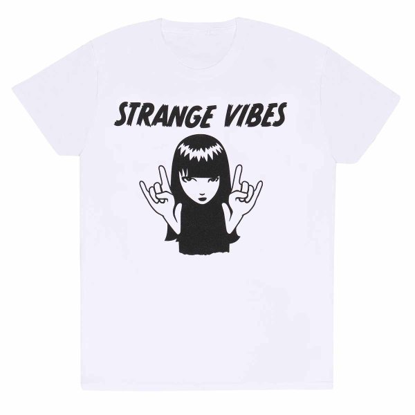 Emily The Strange - Strange Vibes (Unisex White T-Shirt)