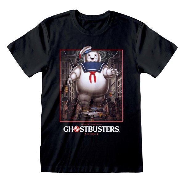 Ghostbusters - Stay Puft Square (Unisex Black T-Shirt)