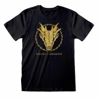 House Of The Dragon - Gold Ink Skull (Unisex Black T-Shirt)