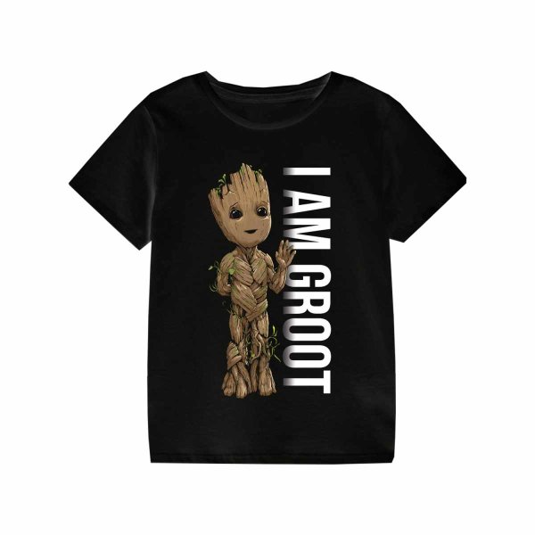 Marvel Studios I Am Groot - Profile (Kids Unisex Black T-Shirt)