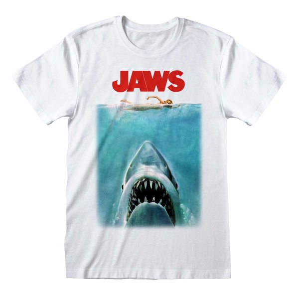 Jaws - Poster (Unisex White T-Shirt)