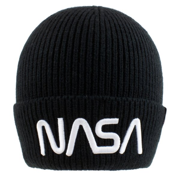 NASA - Worm Logo (Unisex Black Beanie) One Size