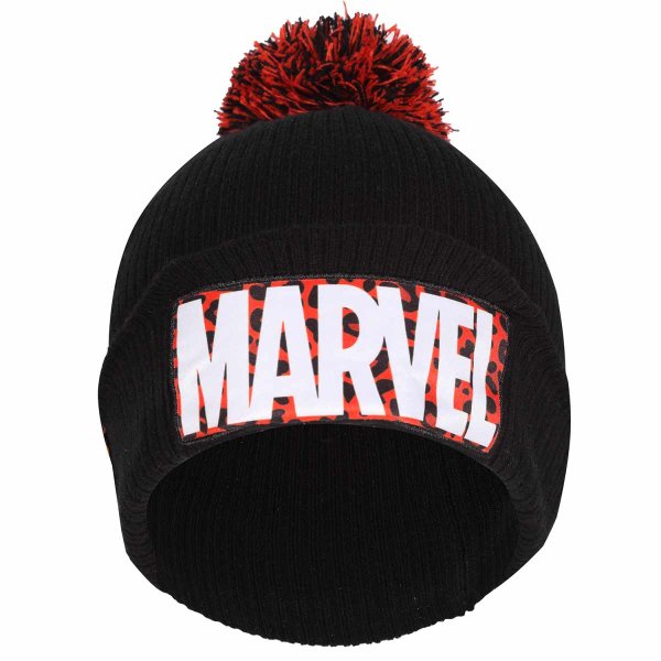 Marvel Comics - Leopard Logo (Unisex Black Beanie Pom) One Size