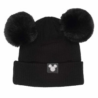 Disney Mickey and Friends - Double Pom (Unisex Black Beanie Pom) One Size