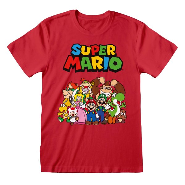 Nintendo Super Mario - Main Character Group (Unisex Red T-Shirt)