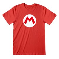 Nintendo Super Mario - Mario Badge (Unisex Red T-Shirt)