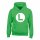 Nintendo Super Mario - Luigi Badge (Kids Unisex Green Pullover Hoodie)