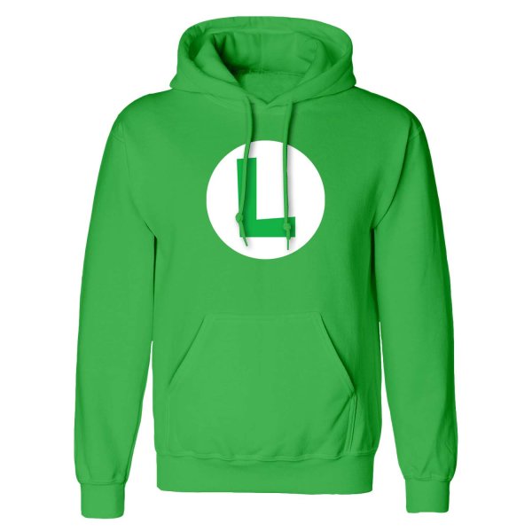 Nintendo Super Mario - Luigi Badge (Unisex Green Pullover Hoodie)