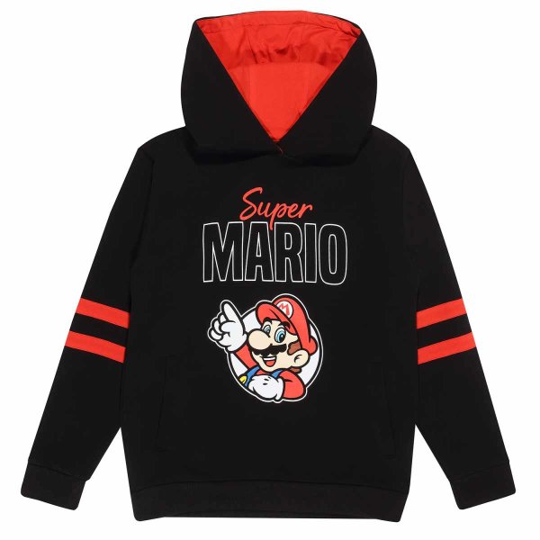 Nintendo Super Mario - Circle Pose (Unisex Black/Red Pullover Hoodie)