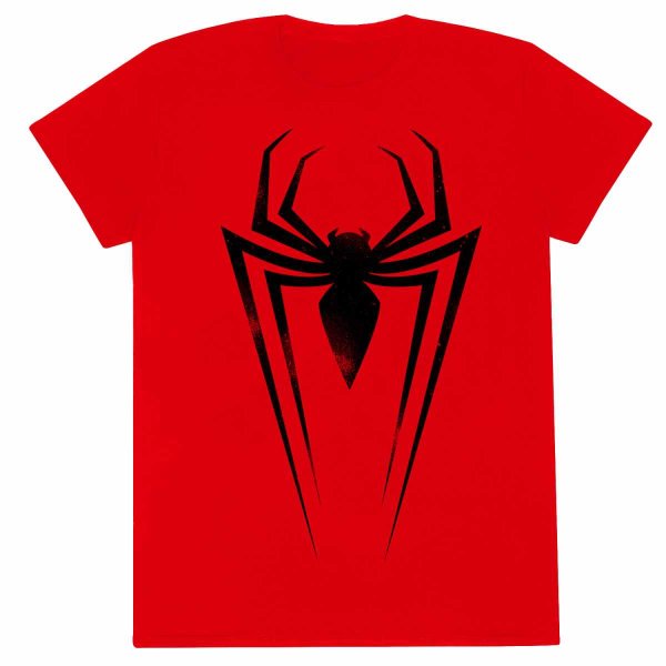 Marvel Comics Spider-Man - Black Spider Symbol (Unisex Red T-Shirt)