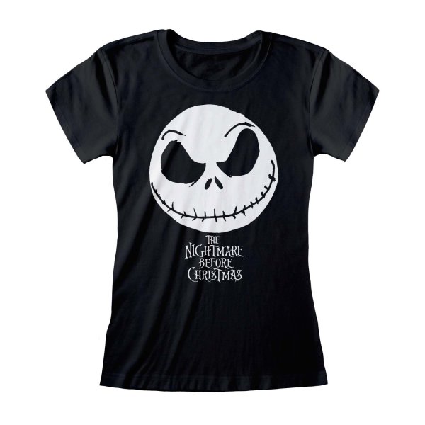 Nightmare Before Christmas - Jack Face (Womens Black Fitted T-Shirt)