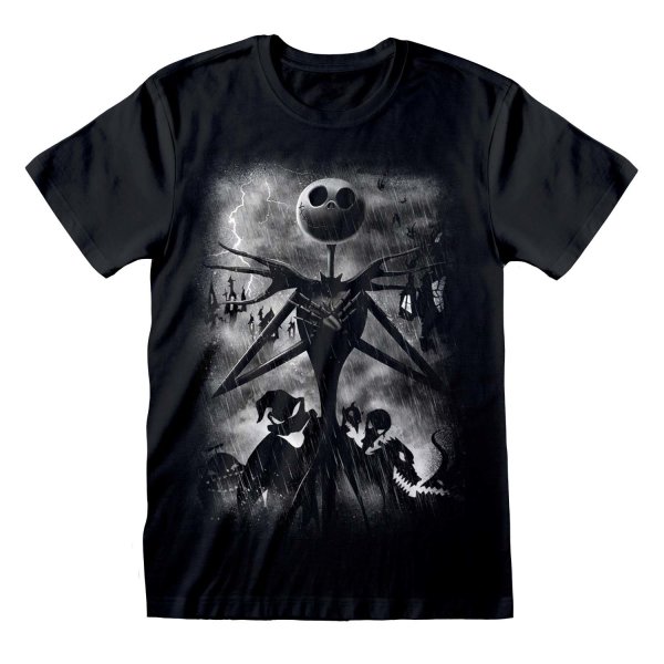 Nightmare Before Christmas - Stormy Skies (Unisex Black T-Shirt)