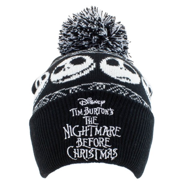 Nightmare Before Christmas - Basic Snow (Unisex Black Beanie Pom) One Size