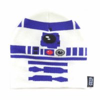 Star Wars -Face R2D2 (Unisex White Beanie) One Size