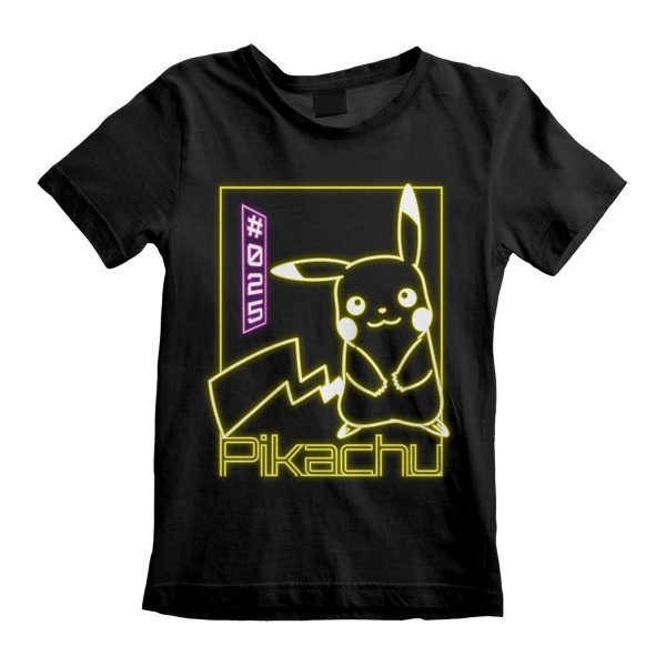 Pokemon - Pikachu Neon (Unisex Black T-Shirt)