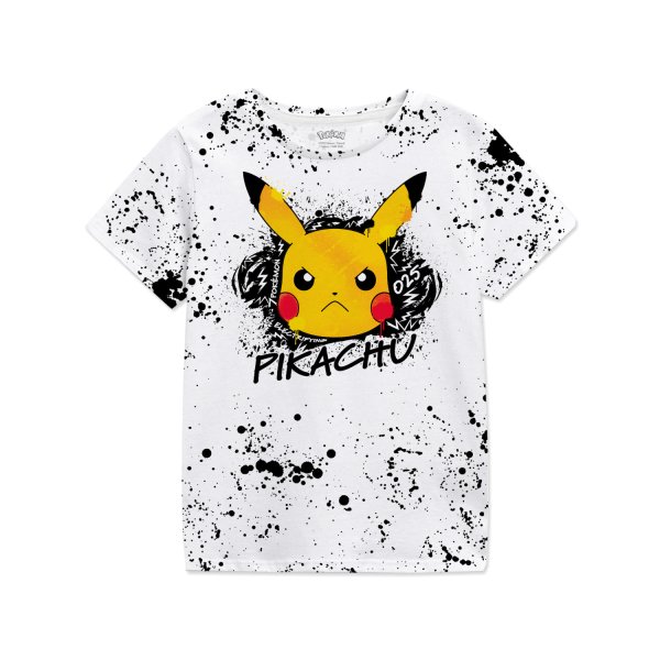 Pokemon - Pikachu Splat (Unisex White T-Shirt)