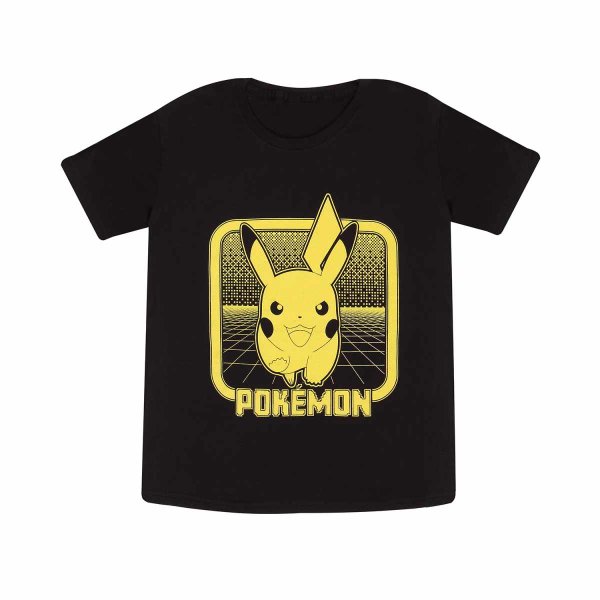 Pokemon - Pikachu Retro Arcade (Unisex Black T-Shirt)