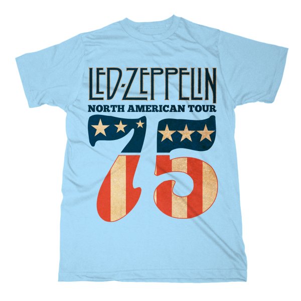 Led Zeppelin - 1975 North American Tour (Unisex Sky Blue T-Shirt)