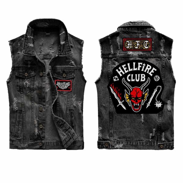 Stranger Things - Hellfire Club JET BLACK (Unisex Black Denim Jacket)