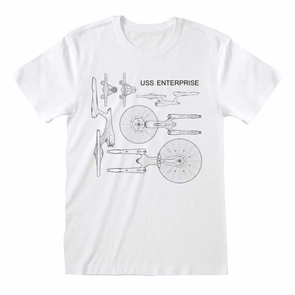 Star Trek - Enterprise Specs (Unisex White T-Shirt)