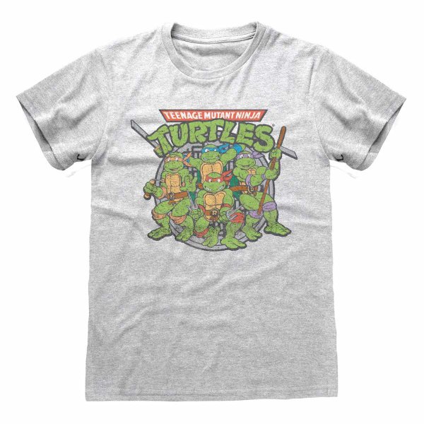 Teenage Mutant Ninja Turtles - Retro Turtle (Unisex Heather Grey T-Shirt)