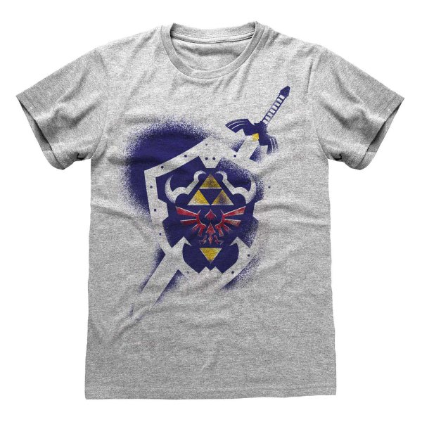 ** Nintendo Legend Of Zelda - Shield (Unisex Heather Grey T-Shirt) **