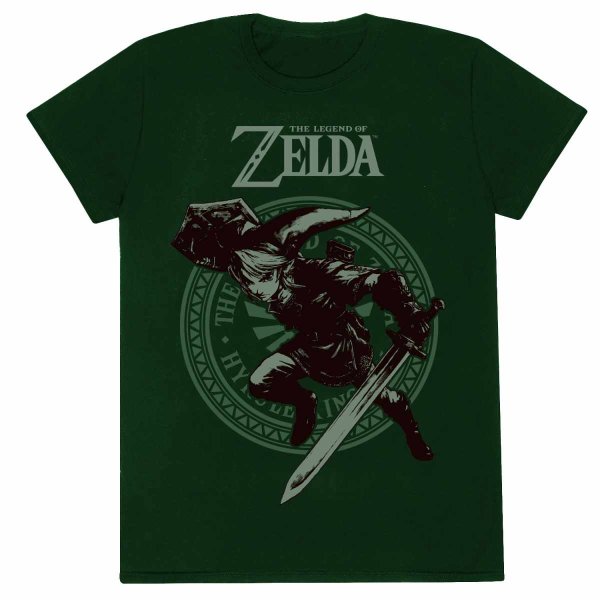 Nintendo Legend Of Zelda - Link Pose (Unisex Green T-Shirt)