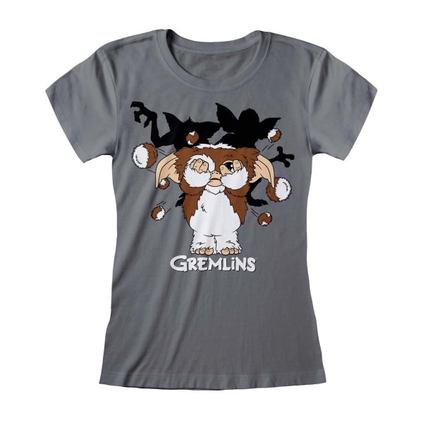 Gremlins - Fur Balls (Womens Charcoal Fitted T-Shirt)