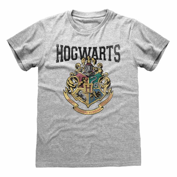 Harry Potter - Hogwarts College Crest (Unisex Heather Grey T-Shirt)