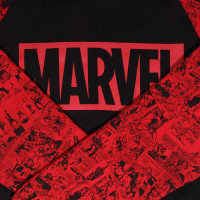 Superheroes Inc. Marvel Comics - Logo And Pattern (Unisex Black Contrast Pullover Hoodie)