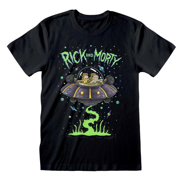 Rick And Morty - Spaceship (Unisex Black T-Shirt)