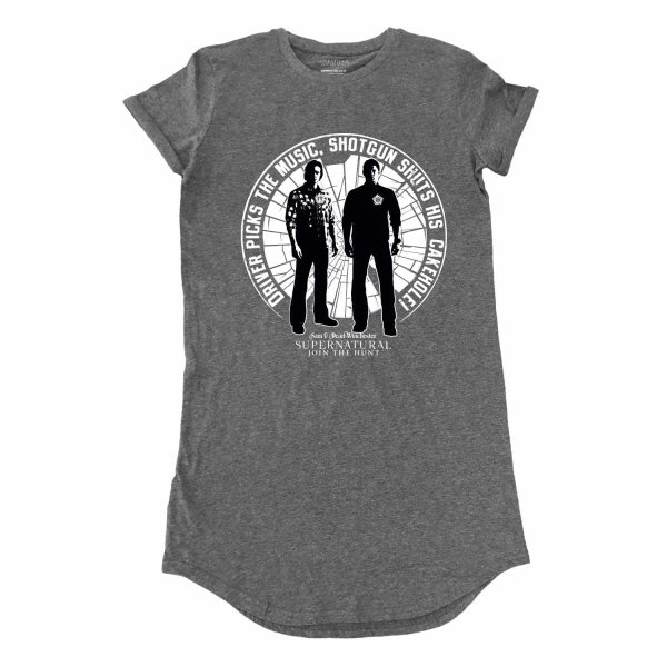 Supernatural - Pick The Music (Womens Dark Heather T-Shirt Dress)