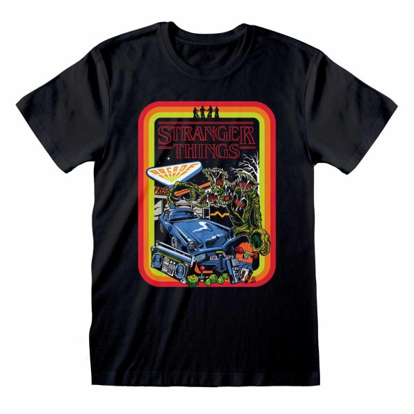 Stranger Things - Retro Poster (Unisex Black T-Shirt)