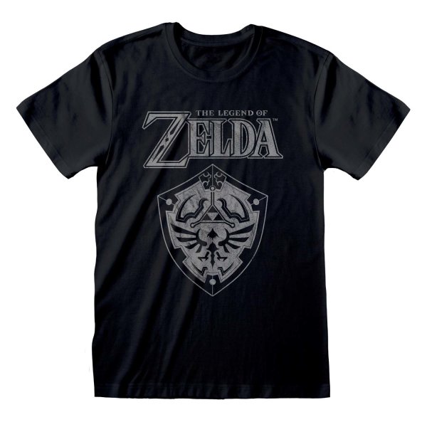 Nintendo Legend Of Zelda - Distressed Shield (Unisex Black T-Shirt)