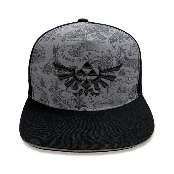 Nintendo Legend Of Zelda - Map And Logo (Unisex Black Snapback Cap) One Size