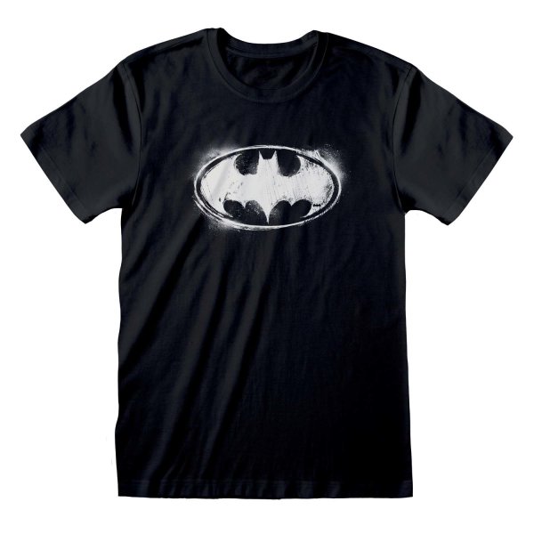 DC Comics Batman - BW Distressed Logo (Unisex Black T-Shirt)