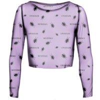 Beetlejuice - Beetle Pattern (Womens Pruple Cropped Mesh...