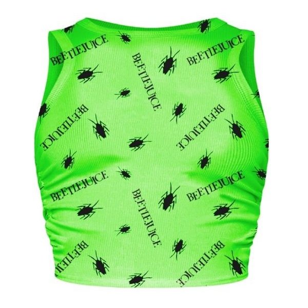 Beetlejuice - Repeat (Womens Green Ruched Side Cropped Vest)