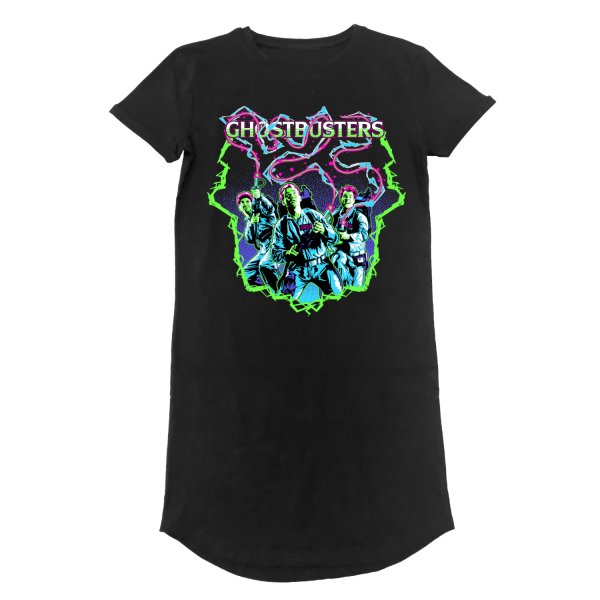 Ghostbusters - Arcade Neon (Womens Black T-Shirt Dress)