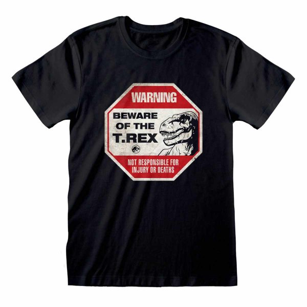 Jurassic World Dominion - Beware of T Rex (Unisex Black T-Shirt)