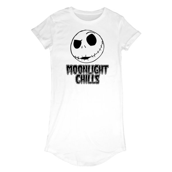 Nightmare Before Christmas - Moonlight Chills (Womens White T-Shirt Dress)