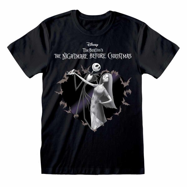 Nightmare Before Christmas - Bat Heart (Unisex Black T-Shirt)