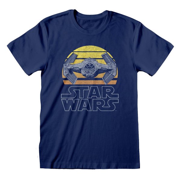 Star Wars - Tie Fighter Moon (Unisex Blue T-Shirt)